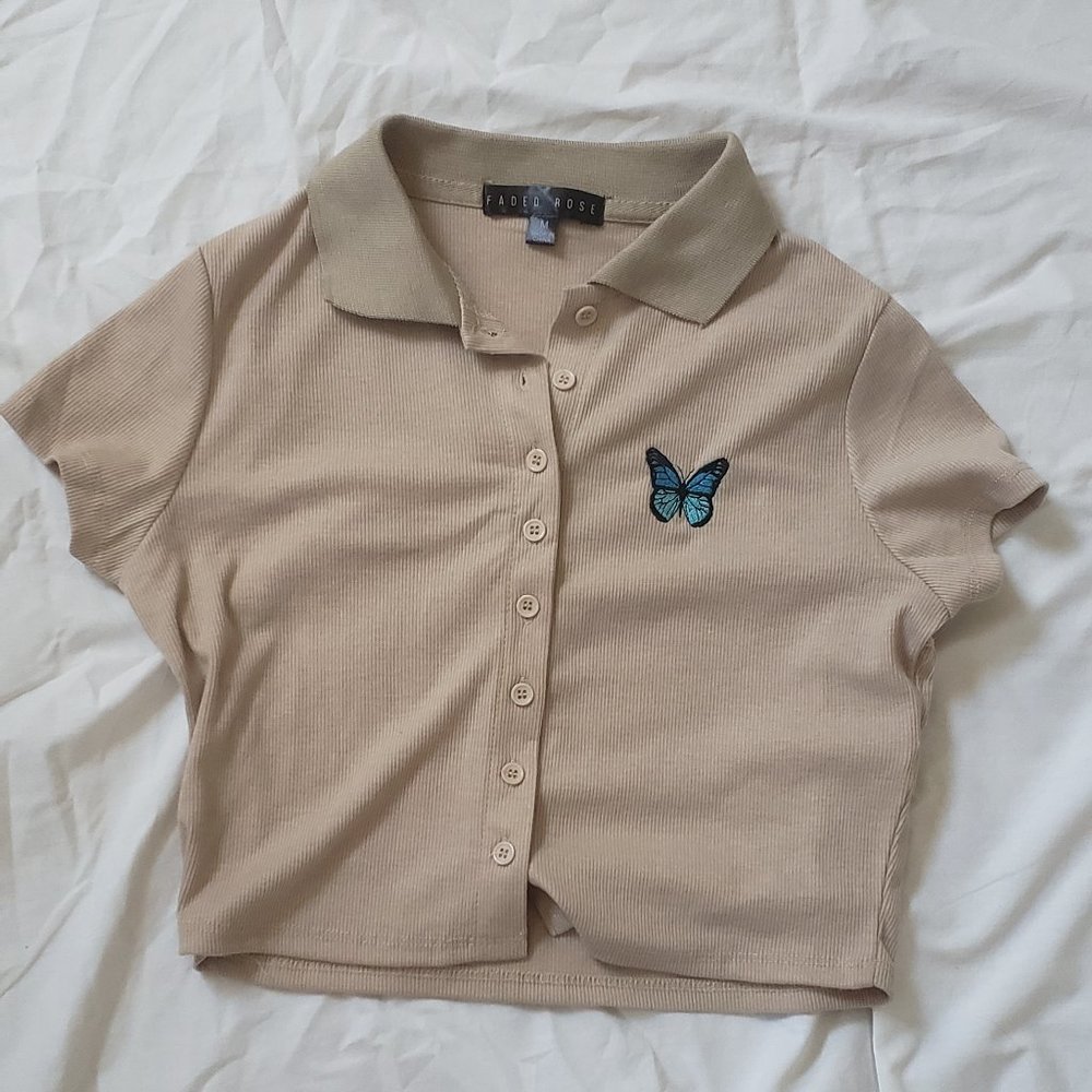 Faded Rose Short-Sleeve Collared Shirt